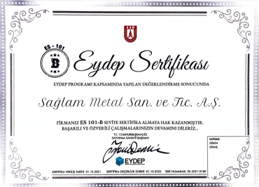 EYDEP ES 101-B Sertifikası Almaya Hak Kazandık